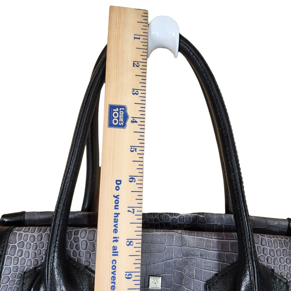 Pour La Victoire Maison Croc Embossed Tote Bag Brick Red Black Suede Leather - Picture 9 of 16